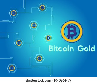 Bitcoin gold cryptocurrency blockchain circuit background