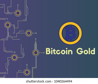 Bitcoin gold cryptocurrency blockchain circuit background