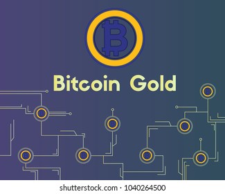 Bitcoin gold cryptocurrency blockchain circuit background