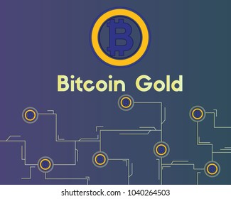 Bitcoin gold cryptocurrency blockchain circuit background