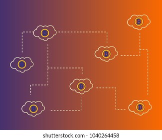 Bitcoin gold cryptocurrency with cloud background