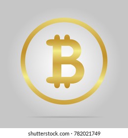 Bitcoin gold icon with soft shadow