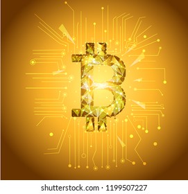 bitcoin gold lowpoly illustration vector , light