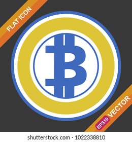 Bitcoin gold sign flat icon for web, UI, UX, and app on black Background