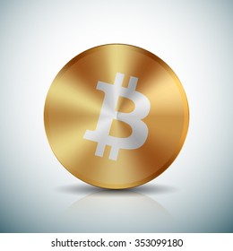 Bitcoin Golden button sign icon