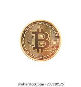 Bitcoin golden coin. Isolated detailed vector illustration.