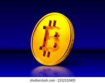Bitcoin golden coin representing blockchain technology for virtual electronic money