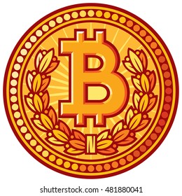 bitcoin golden coin vector icon