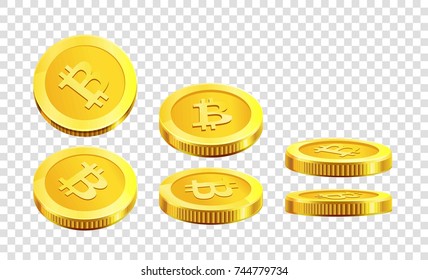 Monedas de oro de Bitcoin Internet criptografía virtual iconos vectoriales de moneda