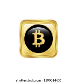 Bitcoin golden glossy button