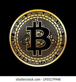 Bitcoin Golden Vector Illustration Design Cryptocurrency 