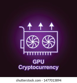 bitcoin gpu up outline icon in neon style. Element of cryptocurrency illustration icons. Signs and symbols can be used for web, logo, mobile app, UI, UX on black background