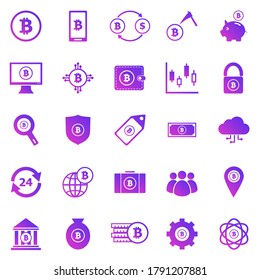 Bitcoin gradient icons on white background, stock vector