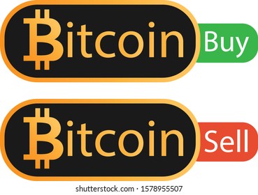 Bitcoin gradient logo on buy & sell button isolated on white.