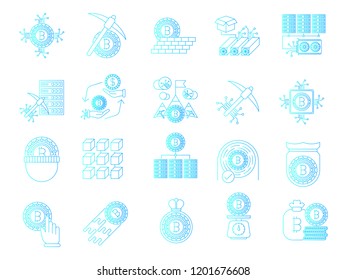 Bitcoin gradient vector icons set.