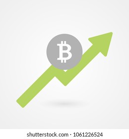 Bitcoin up graph. Crypto currency growth concept. Digital currency increase. Vector illustration, flat design