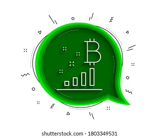 Bitcoin graph line icon. Chat bubble with shadow. Cryptocurrency analytics sign. Crypto money symbol. Thin line bitcoin graph icon. Vector