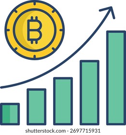 Bitcoin Graph bis lineare Farbe Symbol Design