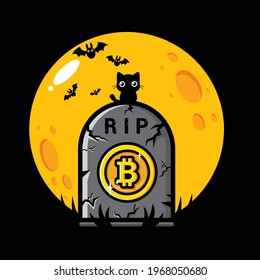 bitcoin grave vector concept design