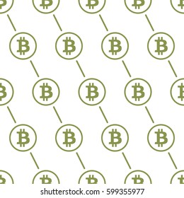 Bitcoin green on white background seamless pattern texture