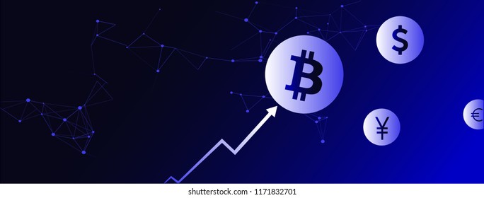 Bitcoin grow. Background vector, crypto virtual payment finance, BTC growing background, crypto mining vector. usiness, finance and trading.abstract background vector.