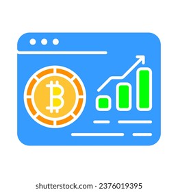 Bitcoin con un icono de línea de gráfico en crecimiento. Criptodivisa, pago electrónico, explotación minera, anonimato. Icono de color vectorial sobre fondo blanco para negocios y publicidad.