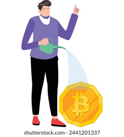 Bitcoin wachsende Illustration Vektor-Symbol 