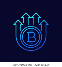 icono de vector de línea de crecimiento de bitcoin
