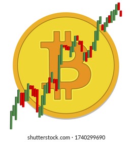 El bitcoin crece en un fondo blanco.