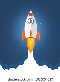 Bitcoin grows. Digital currency. Cryptocurrency. Virtual money concept Vector illustration