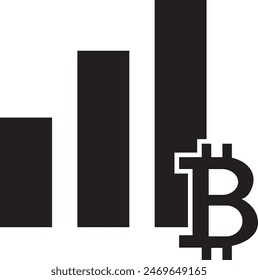 Icono de análisis de crecimiento de Bitcoin Ilustración vectorial  