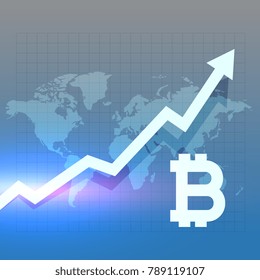 bitcoin growth chart vector design