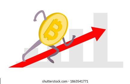 Concepto de crecimiento de bitcoin. Aumenta la capitalización de dinero virtual. Tecnología Blockchain. La criptodivisa vuelve, el precio de la bitcoin vuelve.
Ilustración de ingresos de bitcoin.Ilustración vectorial