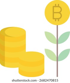 bitcoin crescimento ícone plano design
