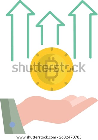 bitcoin growth flat icon design