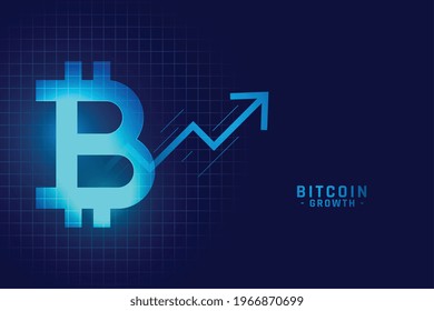 bitcoin growth graph chart in blue technology style