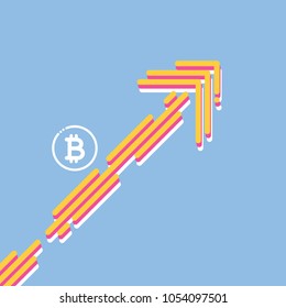 bitcoin growth graph on blue background. vector illustration. Bitcoin hype concept vector illustration with blank space for text