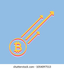 bitcoin growth graph on blue background. vector illustration. Bitcoin hype concept vector illustration with blank space for text