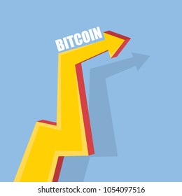 bitcoin growth graph on blue background. vector illustration. Bitcoin hype concept vector illustration with blank space for text