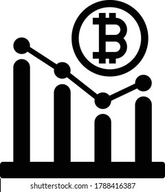 Bitcoin growth icon / black vector