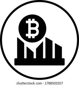 Bitcoin, growth icon / black vector