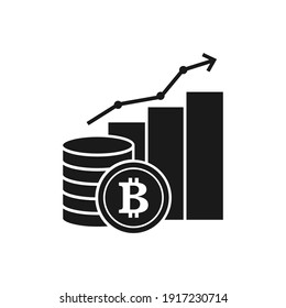 Bitcoin growth icon concept isolated on white background. Vector illustration