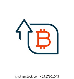 Icono de crecimiento de bitcoin aislado en fondo blanco. Ilustración del vector