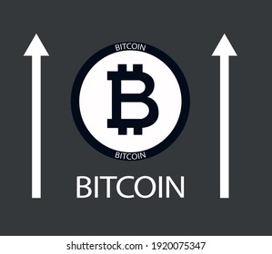 Bitcoin growth icon payment symbol. Cryptocurrency logo. The illustration is isolated on a white background