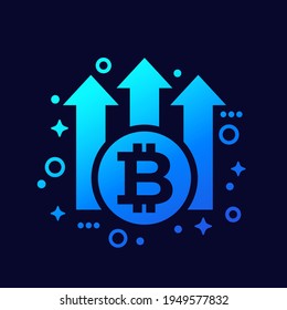 bitcoin growth icon, vector design