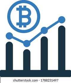 Bitcoin growth icon / vector graphics