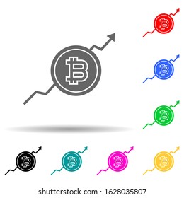 bitcoin growth multi color style icon. Simple glyph, flat vector of crypto icons for ui and ux, website or mobile application