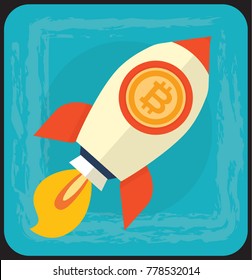 Bitcoin Growth on Cryptocurrency Markets Concept Cartoon Illustration