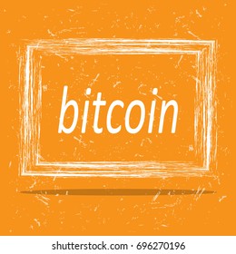 Bitcoin in grunge frame for web design
