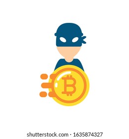 Bitcoin and hacker design of Cryptocurrency money currency exchange financial bank web internet market electronic finance and net theme Vector illustration